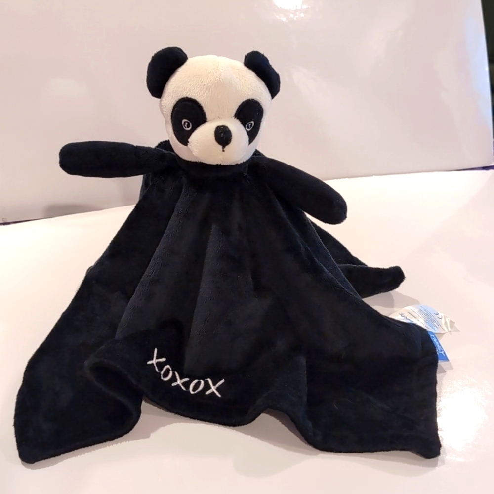 Honey Bunny Panda Bear Black Security Blanket Lovey